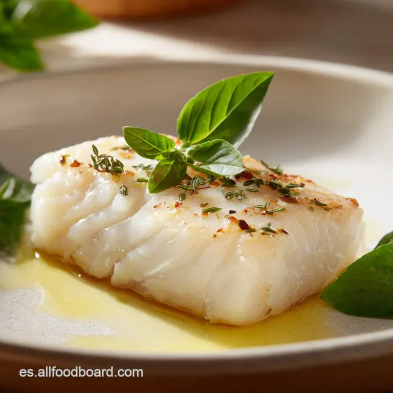 Pristine, white salt cod fillets artfully arranged on a blue plate, highlighting the fresh, clean quality after desalinati...
