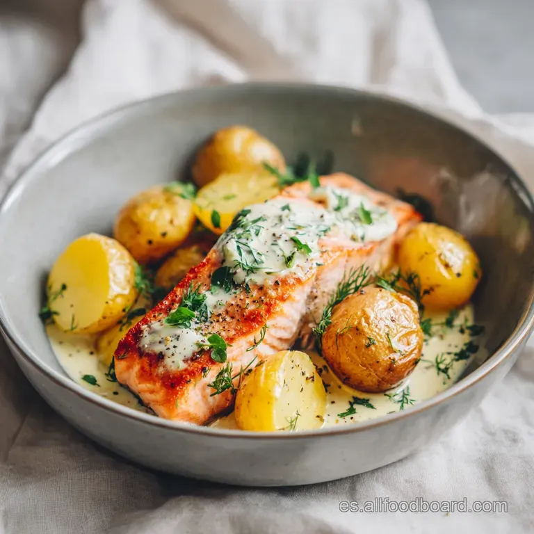 Salm&oacute;n al Horno con Patatas y Verduras