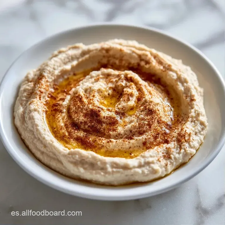 Crema untuosa con surcos circulares, gotas de aceite brillante y semillas tostadas sobre un plato de piedra oscura mate.