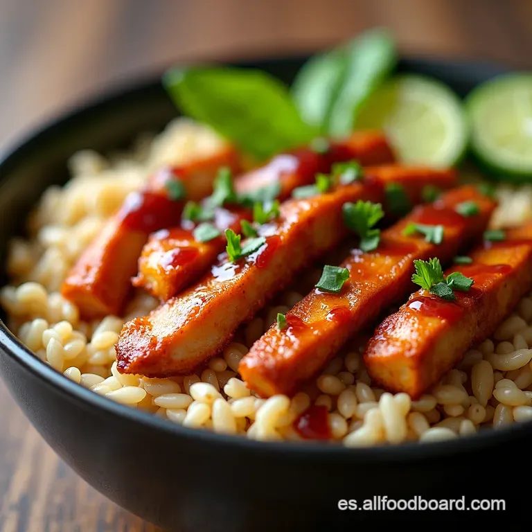 Korean BBQ Chicken Rice Bowl Delicioso y F&aacute;cil