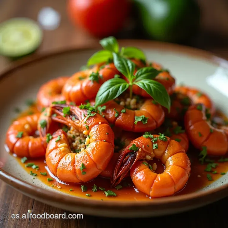 Langostinos Al Aj&iacute; Con Bombay Y Gt De Pepino Y Albahaca Tailandesa presentation