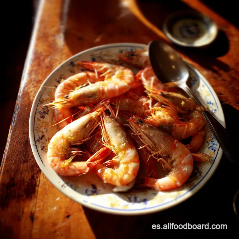 Perfectly arranged langostinos glisten on a white plate, accented by bright green herbs and a lemon wedge. Simple, fresh e...