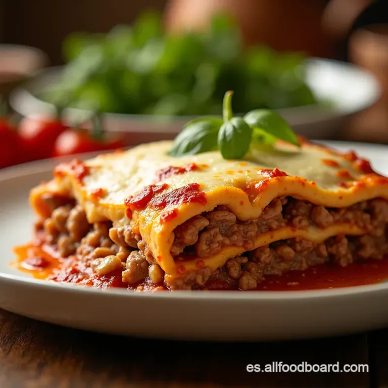 Lasa&ntilde;a De Carne Molida a La Bolo&ntilde;esa Lenta Con Bechamel Cremosa El Sabor De Casa presentation