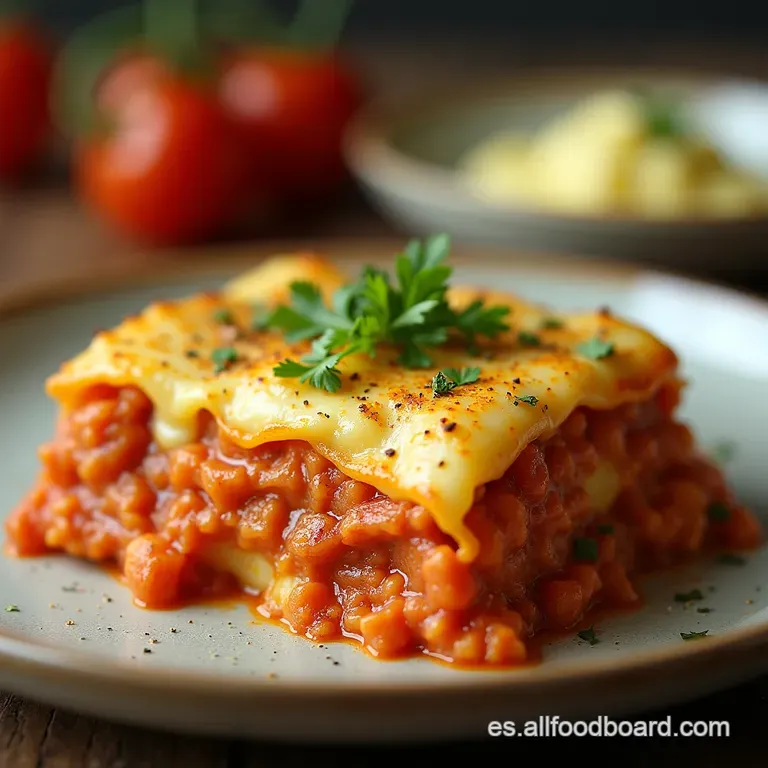 Lasa&ntilde;a de Patatas Sustanciosa con Rag&uacute; Cl&aacute;sico y Bechamel Cremosa