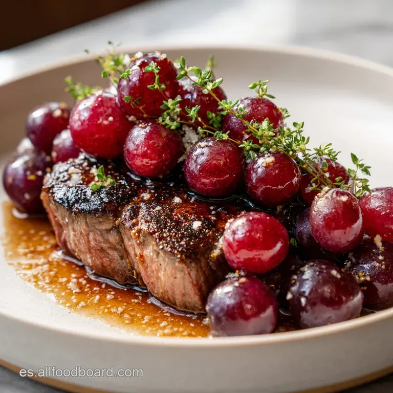 Elegant plate showcasing tenderloin slices napped in rich sauce; vibrant green herbs contrast the meat's deep, savory hues.