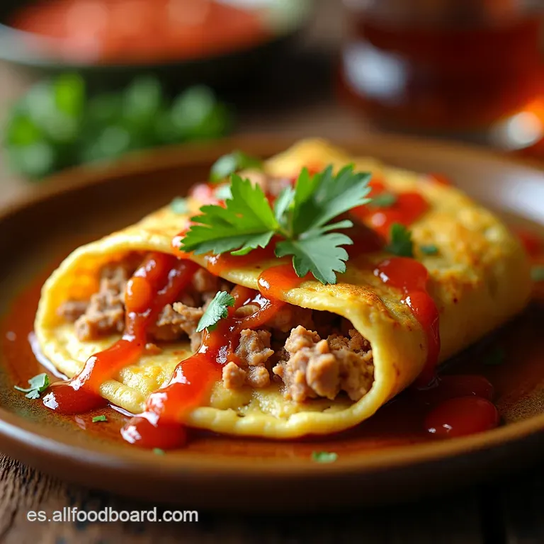 Panqueques Rellenos De Carne a La Mexicana Desayuno Campe&oacute;n presentation