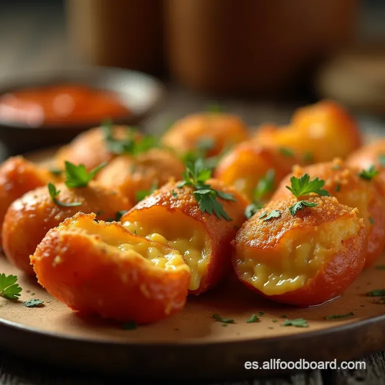 El Secreto Mejor Guardado De La Tapa Papas Bravas Rellenas De Queso Fundido Con Alioli De Piment&oacute;n Ahumado presentation