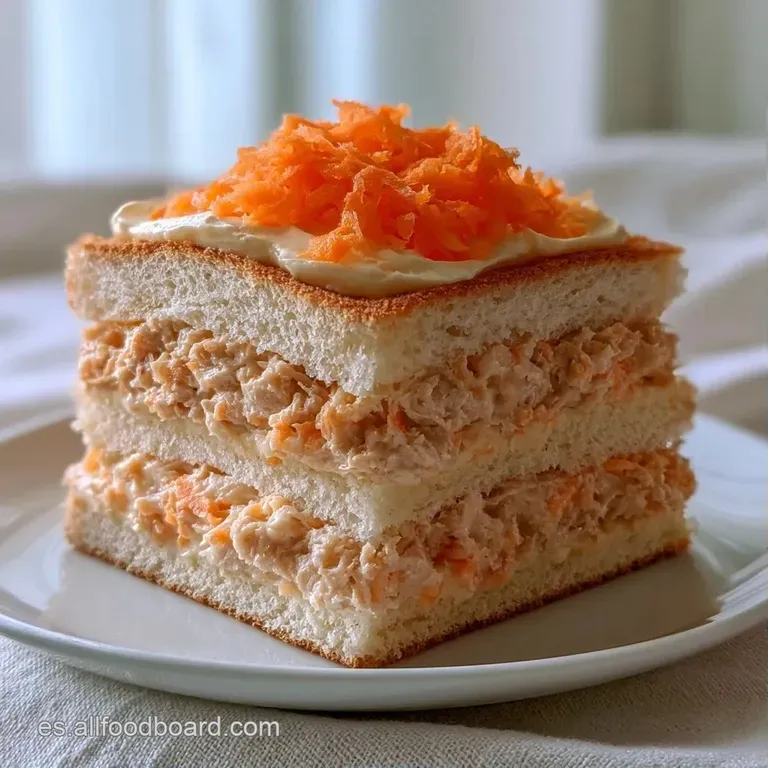 Rebanada firme de pastel dorado sobre plato blanco, acompa&ntilde;ada de una salsa cremosa y brotes verdes brillantes.