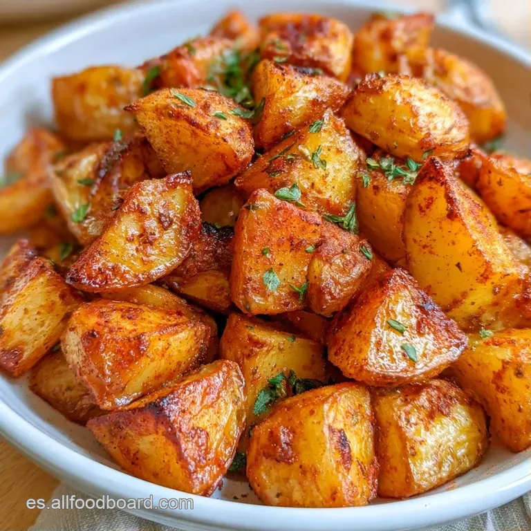 Porción de trozos crujientes color ámbar servidos en plato blanco con una rama de perejil verde y aceite brillante.
