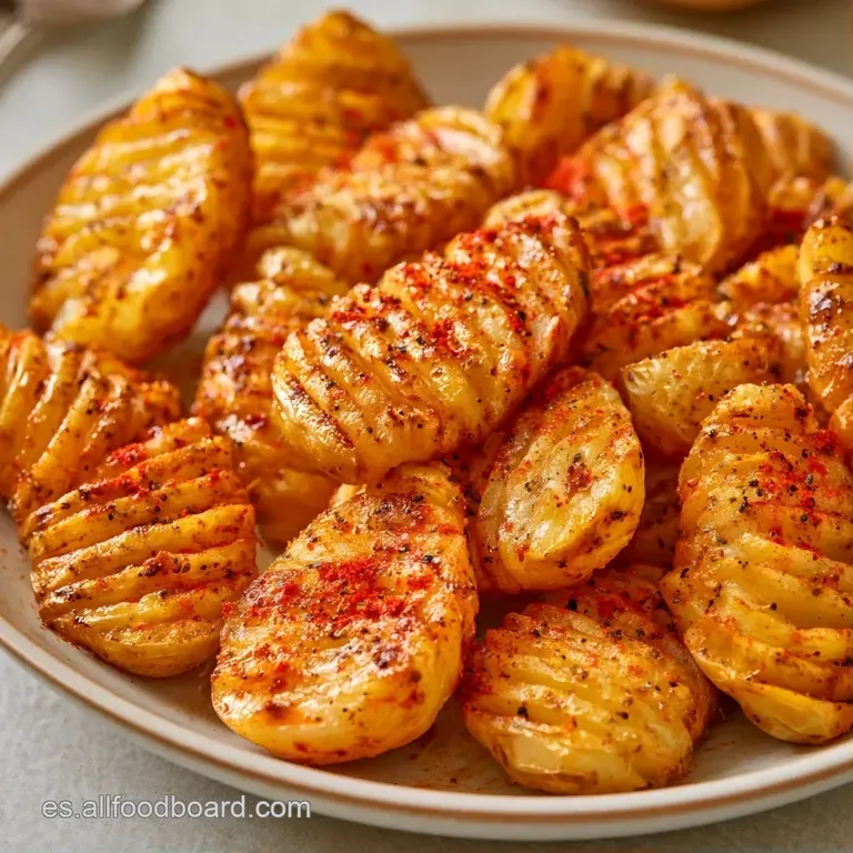 Torres de espirales doradas dispuestas con cuidado junto a un cuenco de salsa cremosa y hojas de perejil fresco verde.