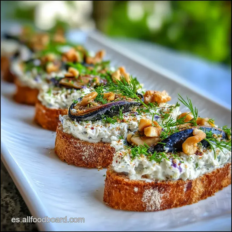 Elegant swirl of smooth mussel p&acirc;t&eacute; on a plate, garnished with paprika and parsley. Crisp toast points complete the presen...