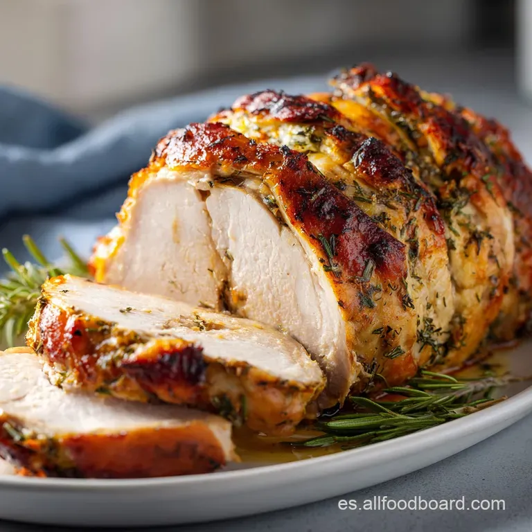 Elegant plate with sliced turkey breast, a vibrant green salad, and a spoonful of rich gravy. Warm, inviting and delicious.