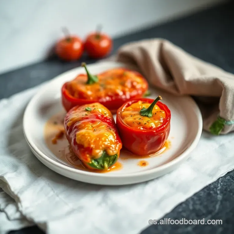 Pimientos Rellenos De Bacalao a La Vizca&iacute;na presentation