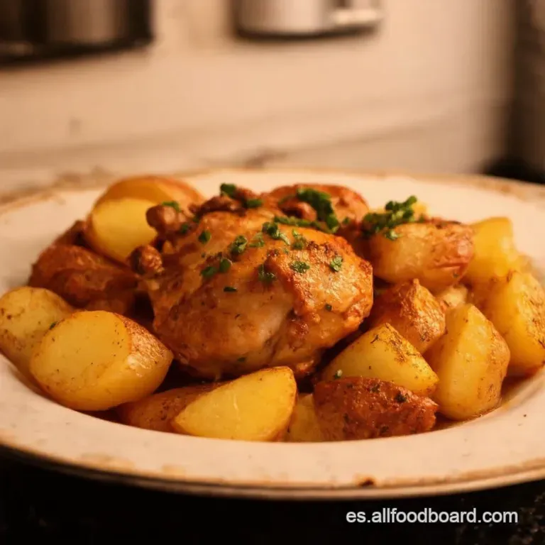 Pollo Al Horno Con Patatas Receta Tradicional presentation