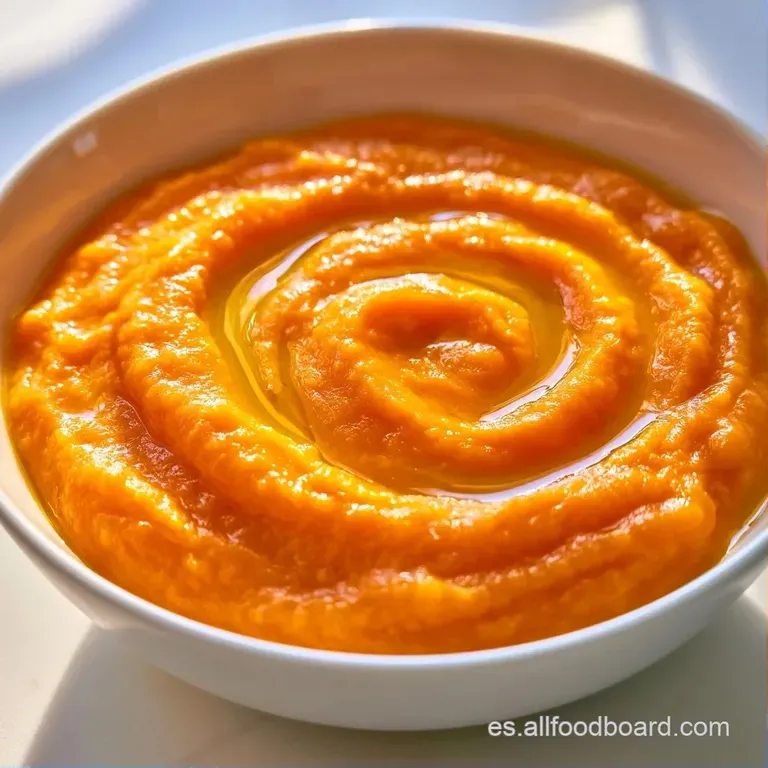 Crema aterciopelada color amarillo pálido extendida con elegancia, coronada por semillas tostadas y brotes verdes.