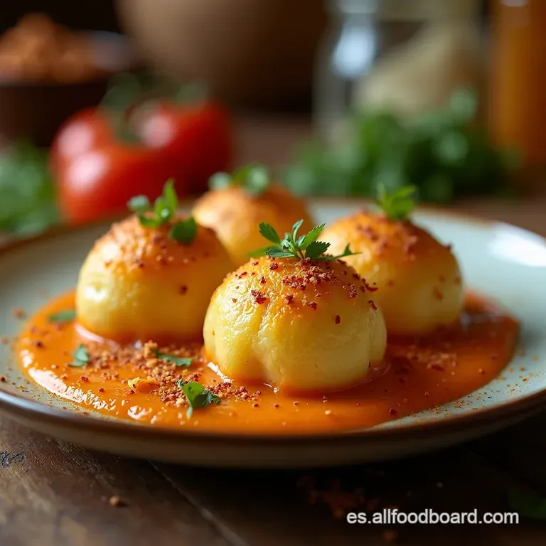 Pur&eacute; De Papas Relleno Papas Cremosas Con Sorpresa De Chorizo Y Queso Ahumado presentation