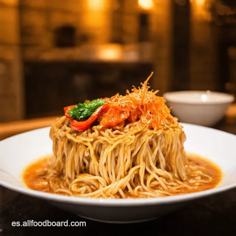 Ramen Picant&oacute;n Con Aceite De Chile Y Kimchi presentation