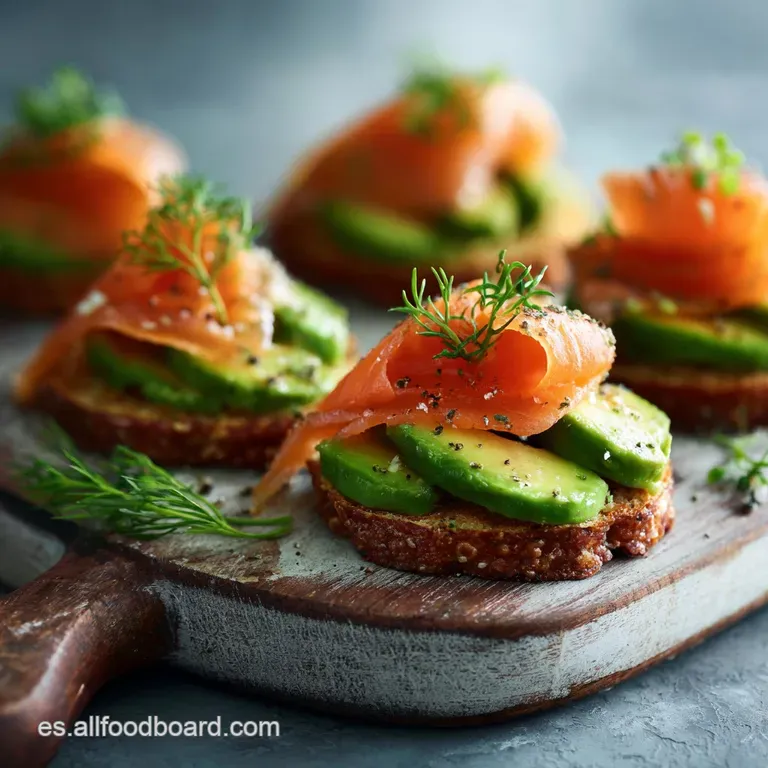 Elegant smoked salmon appetizer featuring a swirl of salmon atop creamy cheese, garnished with dill, artfully arranged on ...