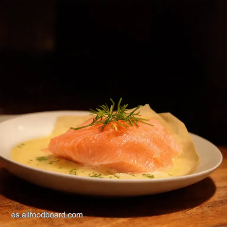 Salm&oacute;n Al Papillote Express Con Salsa Gochujang presentation