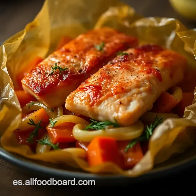 Salm&oacute;n En Papillote Al Horno: Un Bocado De Primavera presentation