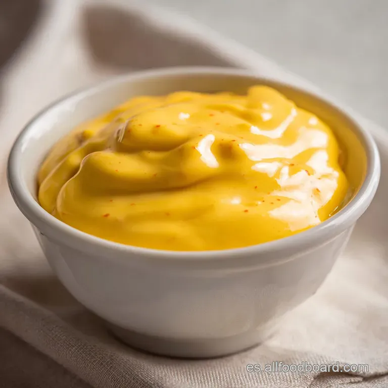 Smooth, golden-orange cheese sauce generously drizzled over crispy tortilla chips with a slight sheen.