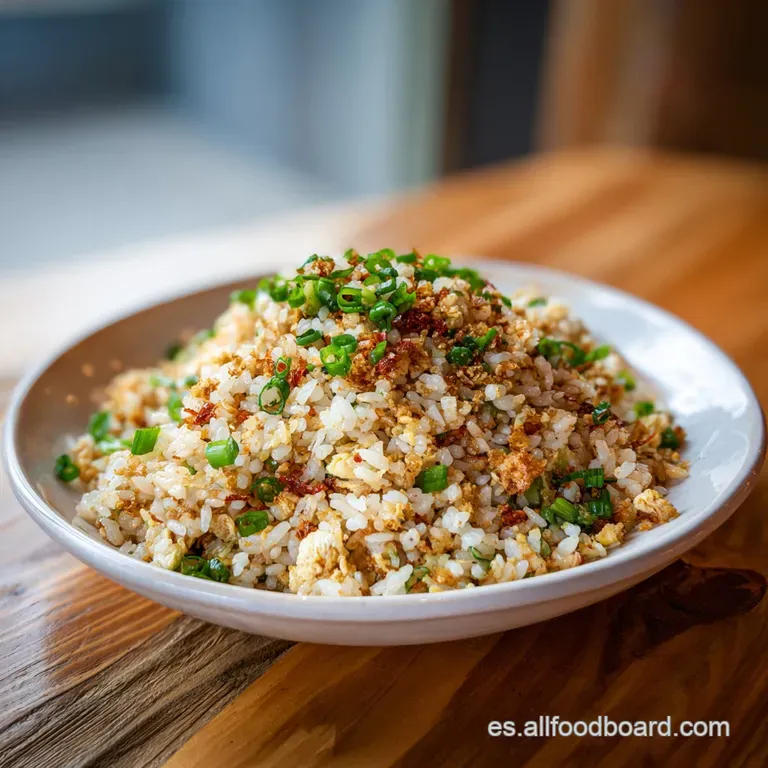 A scoop of fluffy, golden rice artfully plated with a scattering of herbs, catching the light, ready to eat.