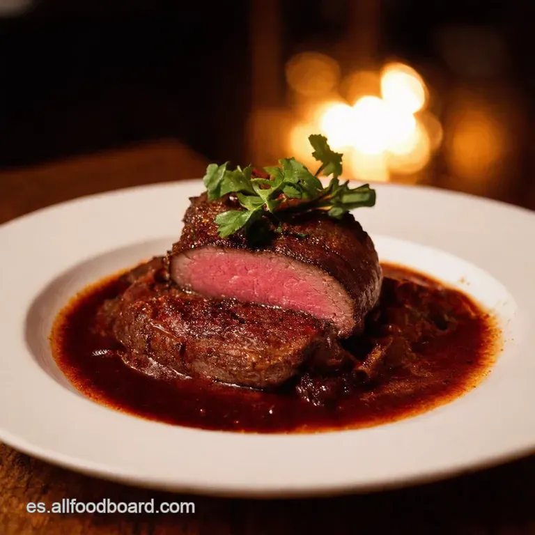 Solomillo Ib&eacute;rico a La Riojana Con Reducci&oacute;n De Vino Tinto presentation