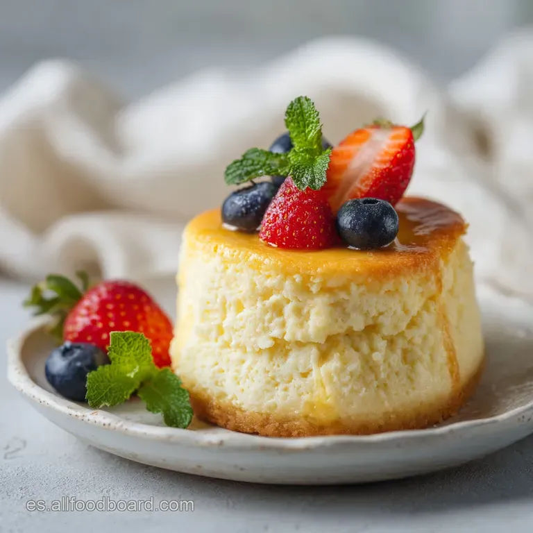 Slice of rich cheesecake on a white plate, garnished with fresh raspberries and a sprig of mint. Elegant and delicious.