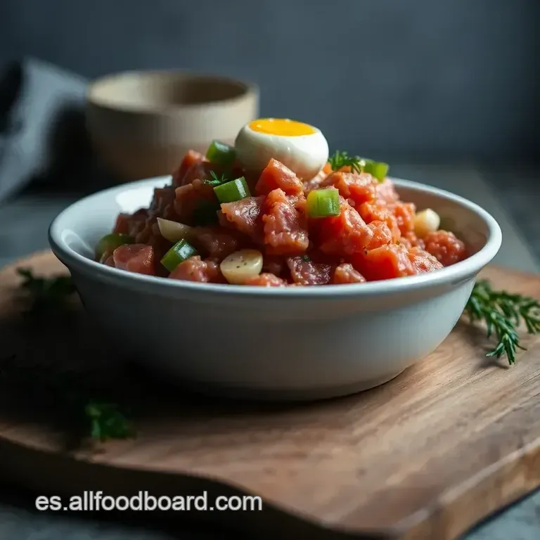 Tartar De Fuet: Un Aperitivo Espa&ntilde;ol Con Un Toque Moderno presentation