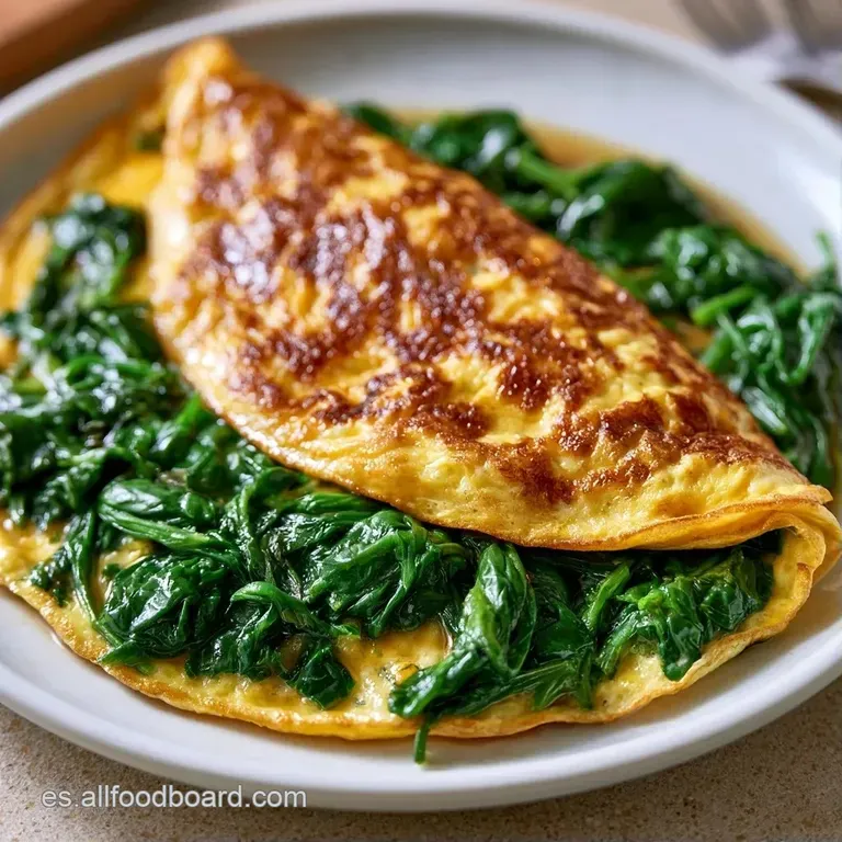 Porción triangular de tortilla dorada servida en plato cerámico, resaltando el contraste verde intenso de las hojas.
