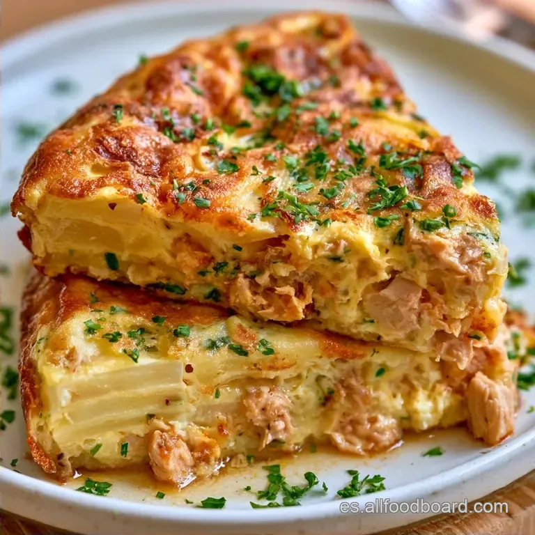 Tortilla de Patatas Rellena con Queso y Atún